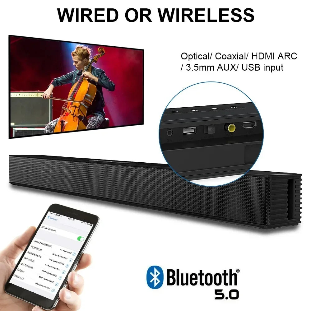 Wireless Bluetooth Sound bar Speaker Wired Wireless Surround Stereo Home Theater TV Projector System Super Power Sound Speaker