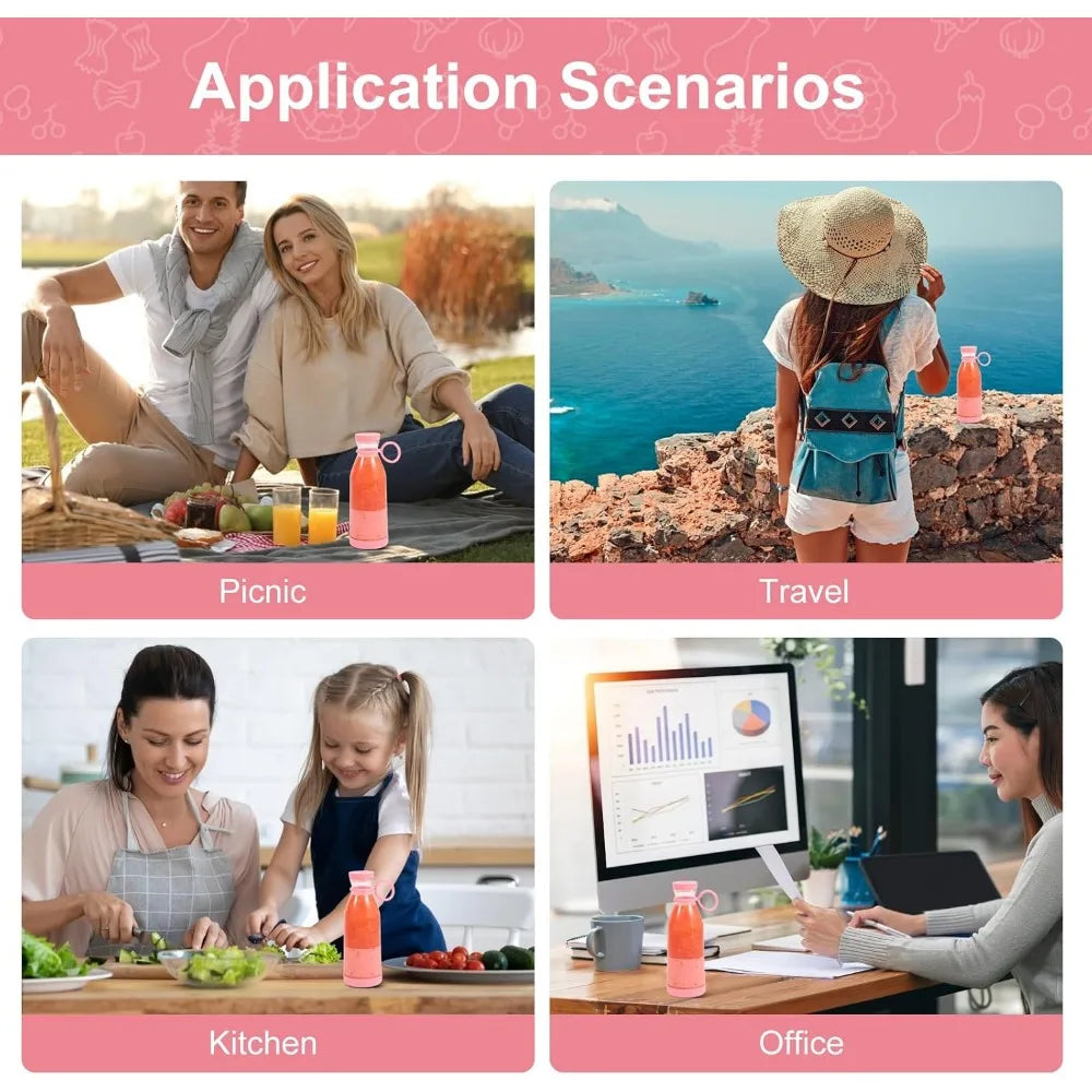 1pc 420ml Personal Size Blender, Portable Blender, Battery Operated USB Blender, Smoothies  Blender Bottle  Portable Juicer