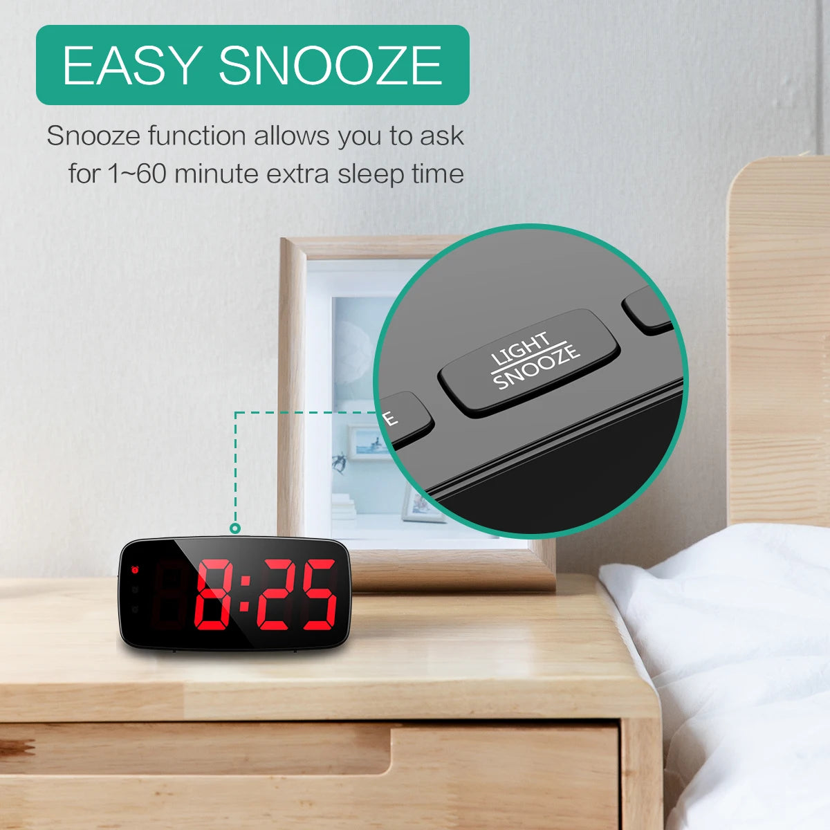 Desktop Alarm Clock Digital LED Clock Voice Control Snooze Time Temperature Display Night Mode Reloj Despertador Desktop Clocks