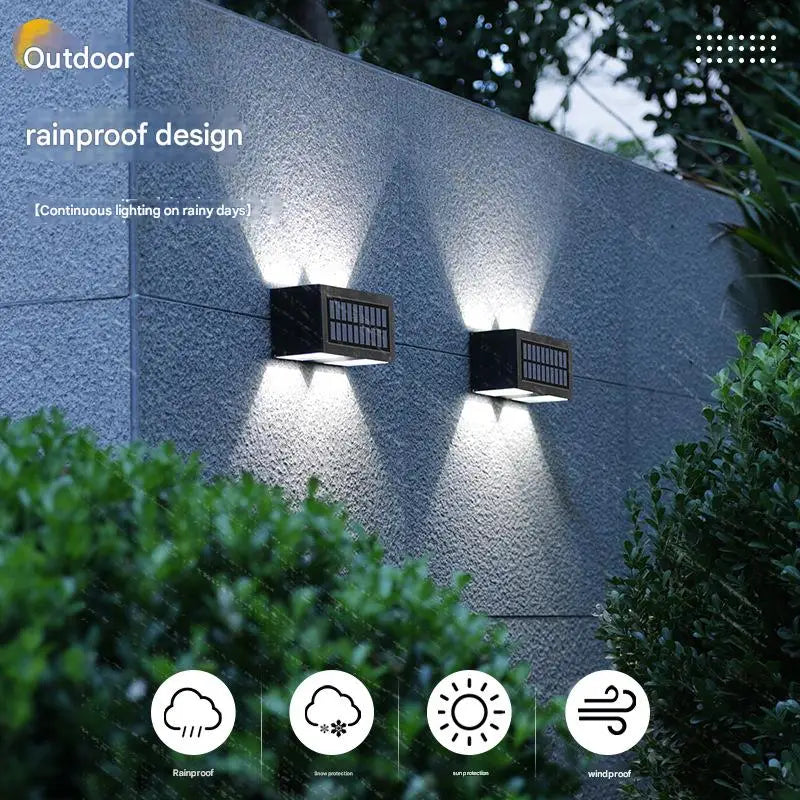 Solar Wall Lights Outdoor Waterproof Up & Down Wall Sconce Lights Solar Security Lamp for House Porch Pergola Garden Patio Fence