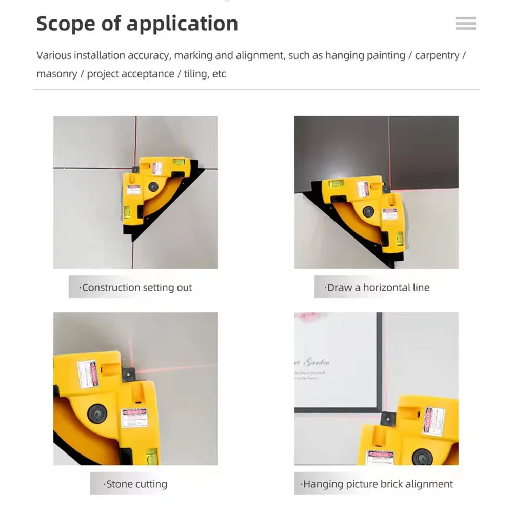 90° Infrared Laser Level – Horizontal & Vertical Line Measuring Tool