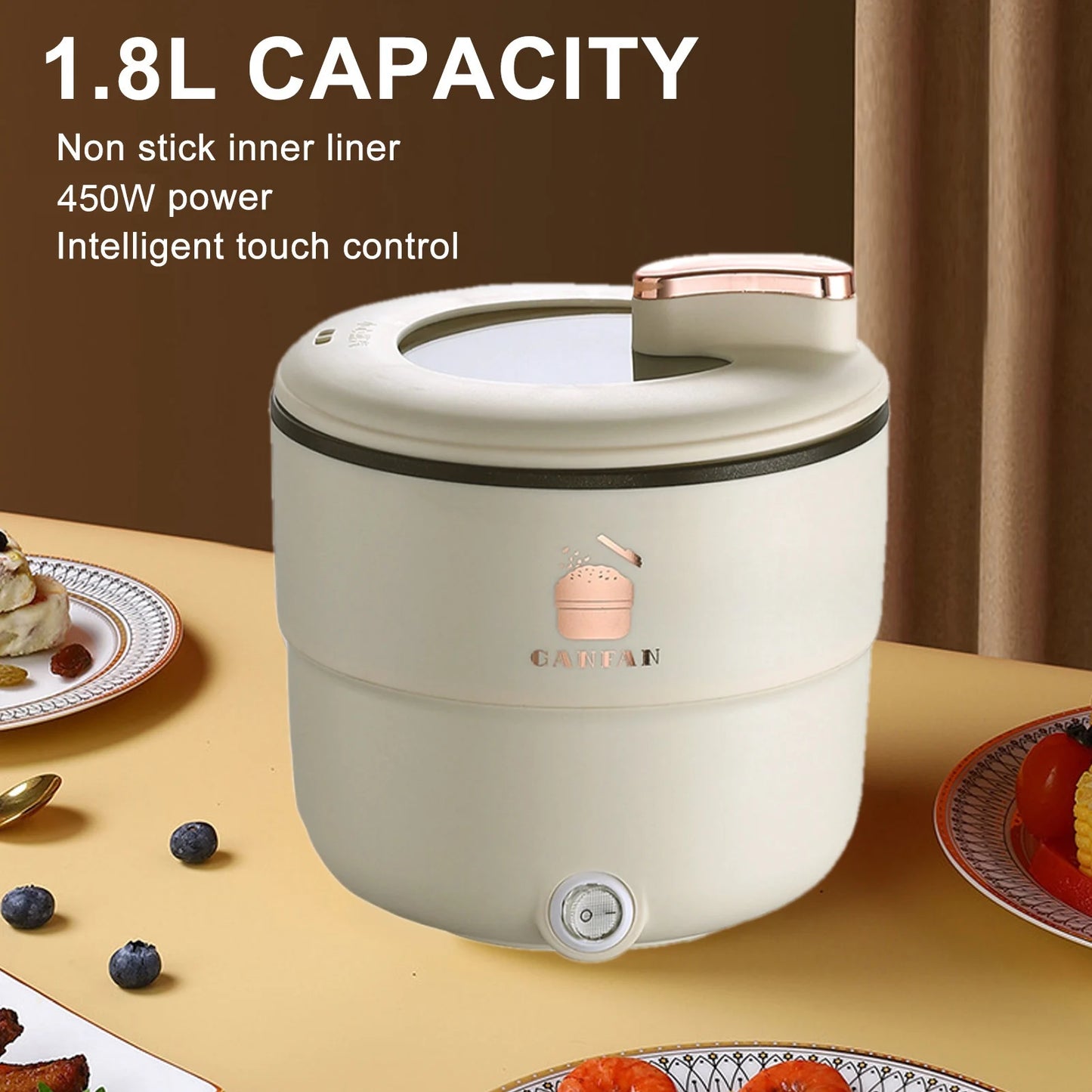 Rice Cooker Maker 1.8L Multifunctional Electric Rice Cooker Anti Scald  Double Layers Anti Stick Coating for Stewing