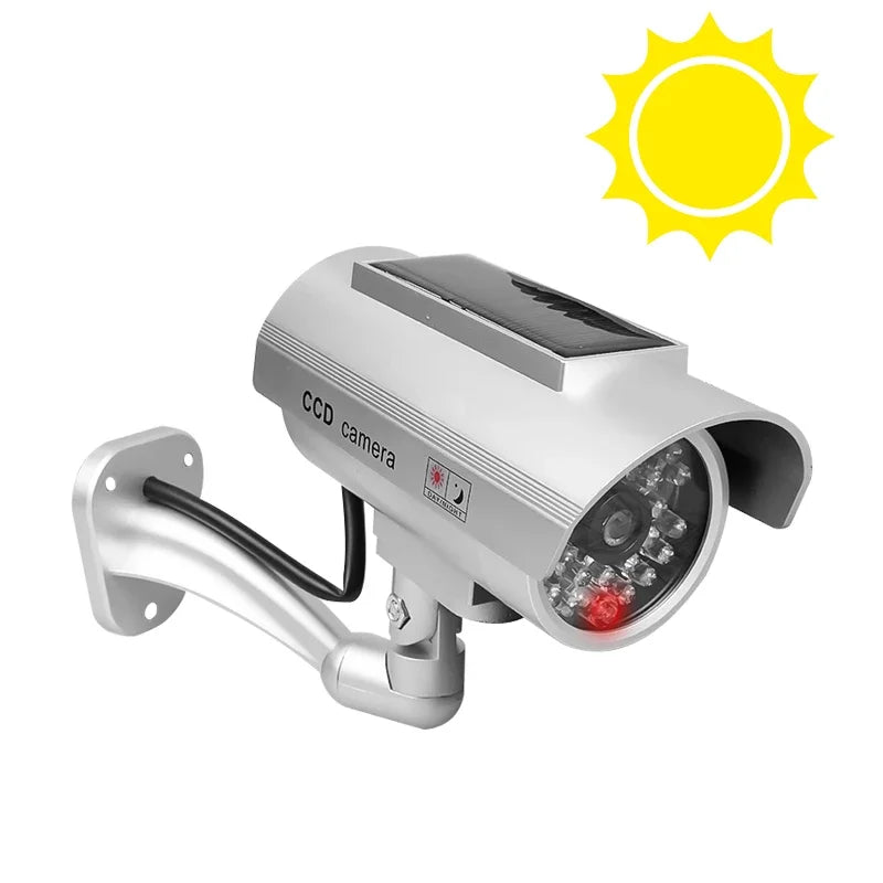 Solar-Powered Dummy Security Camera – Waterproof Outdoor Fake CCTV with Flashing LED