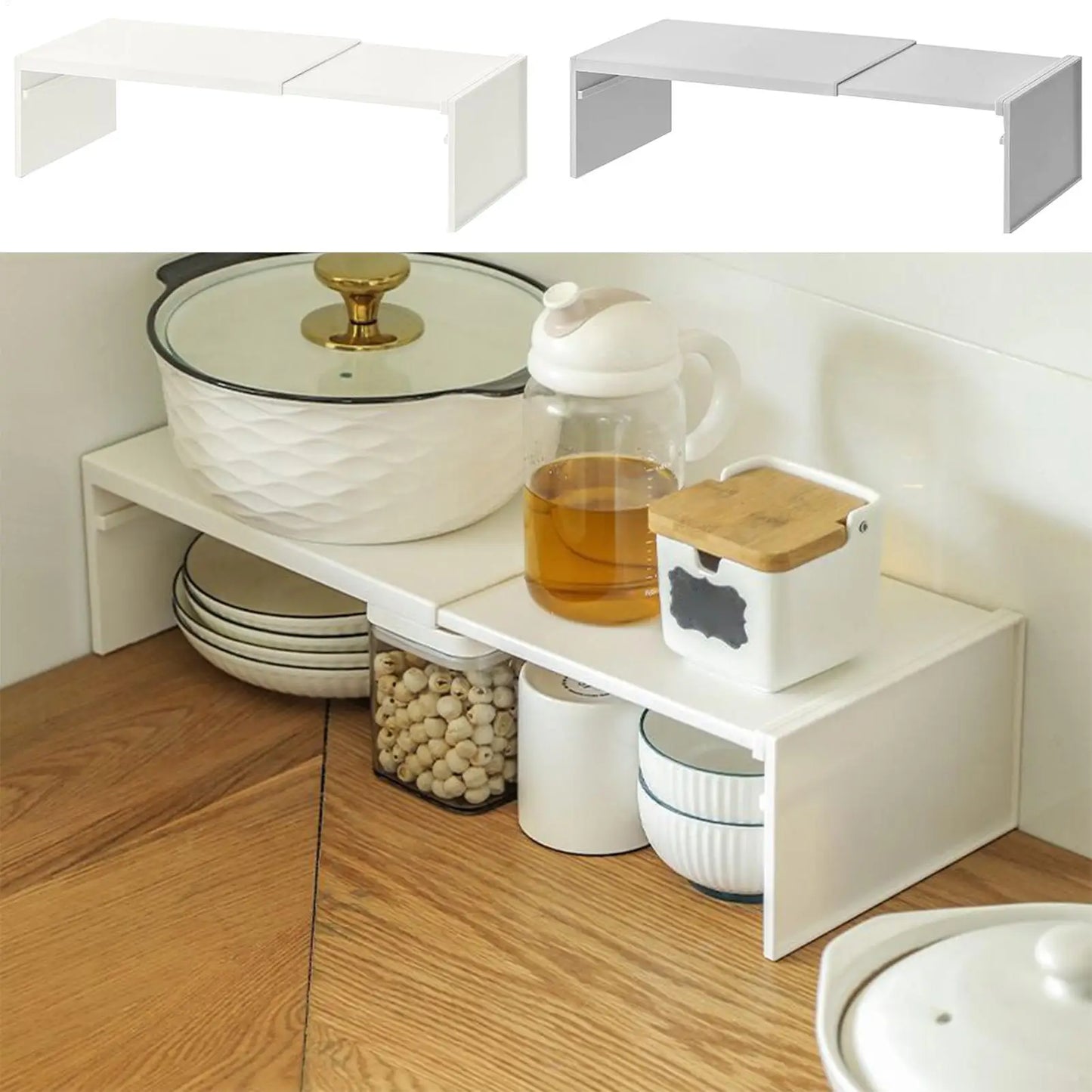 Kitchen cabinet multi-level shelf storage rack Cabinet Shelf Expandable SpaceSaving Stackable Layered Shelf Kitchen storage rack