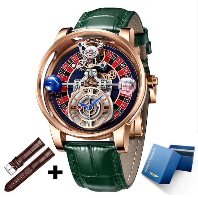 2024 PINDU DESIGN Men Watches Top Brands Luxury Celestial Series Roulette Creative Watch Quartz Wristwatch Montre Homme