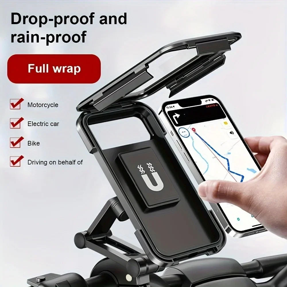 Waterproof Magnetic Mobile Phone Holder for Motorcycle & Bike 360° Swivel Adjustable
