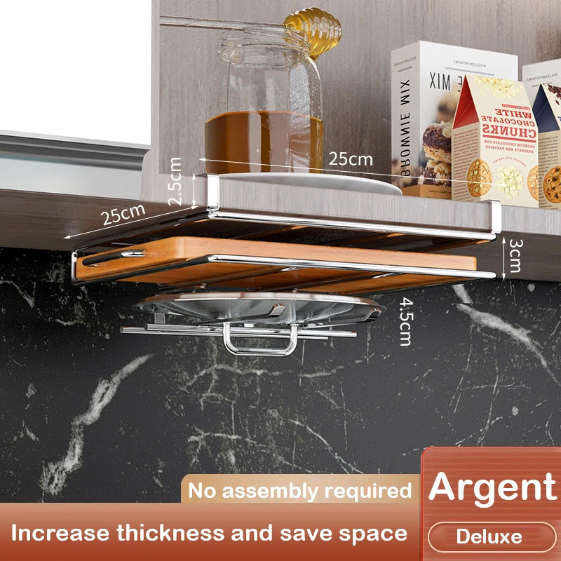 Kitchen Under Cabinet Basket Storage Shelf Cutting Board Rack Kitchen Closet Rack Under Desk Cabinet Office Bathroom Organizers