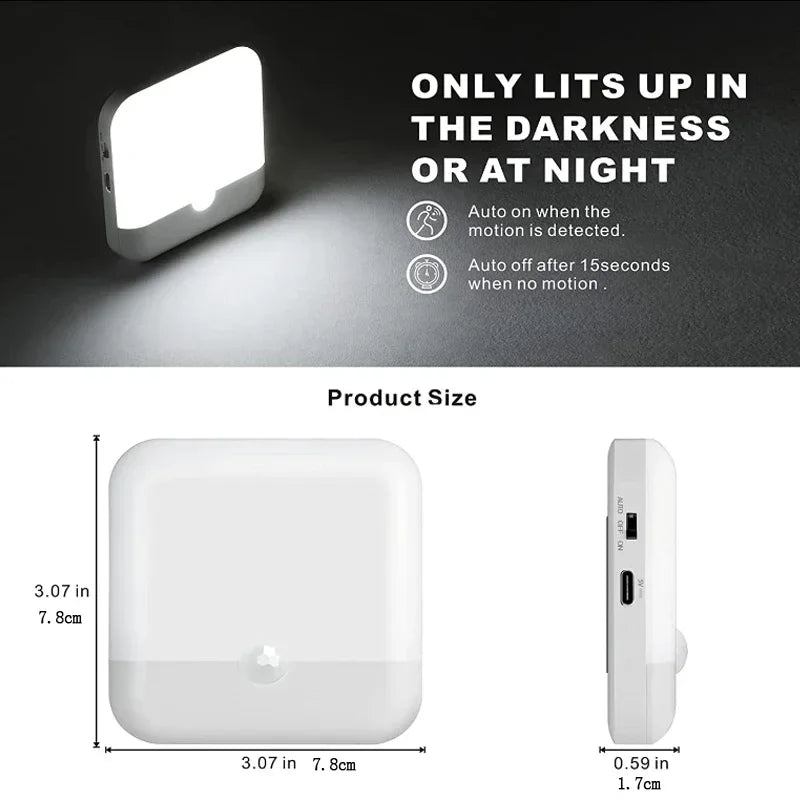 Motion Sensor LED Cabinet Light Rechargeable Magnetic Under-Counter Light for Kitchen & Stairs