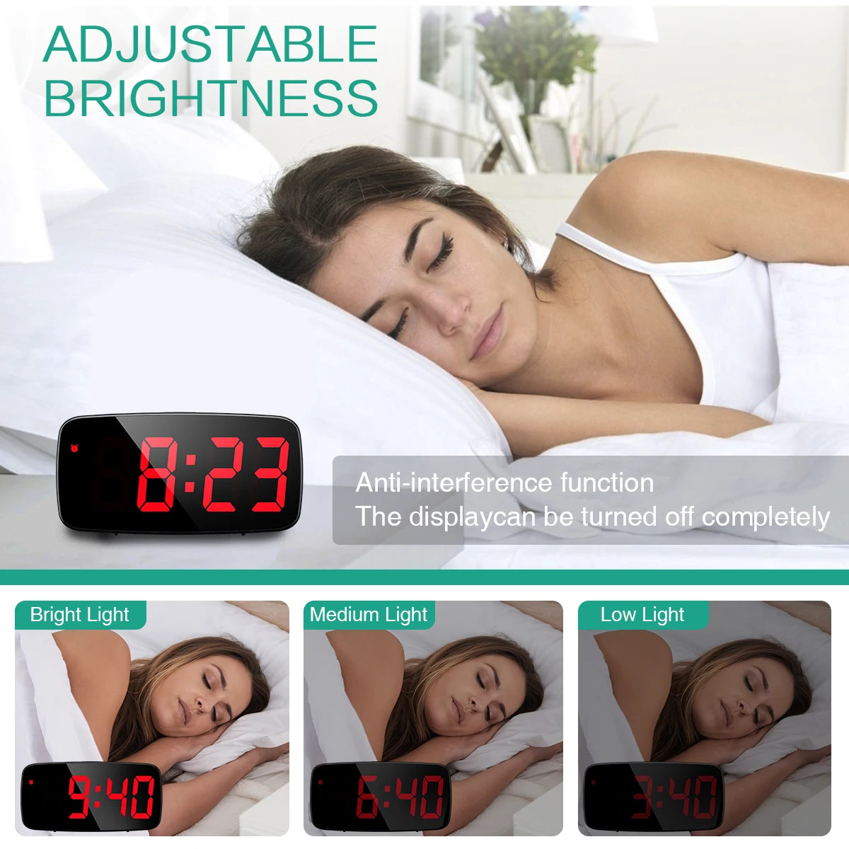 Desktop Alarm Clock Digital LED Clock Voice Control Snooze Time Temperature Display Night Mode Reloj Despertador Desktop Clocks