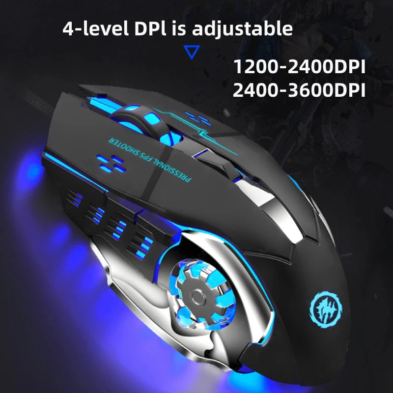 Rechargeable Wireless Gaming Mouse – Silent Bluetooth + 2.4G with Backlight