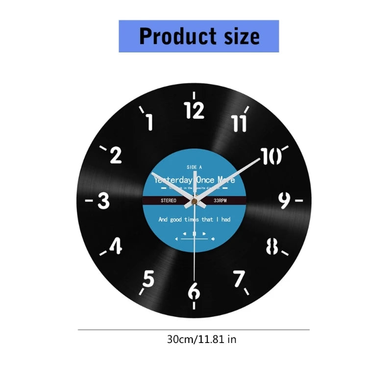 Elegant Counterclockwise Wall Clock 12Inch Quiet Mechanism Vinyls Record Reverse Wall Clock for Bedroom and Living Room