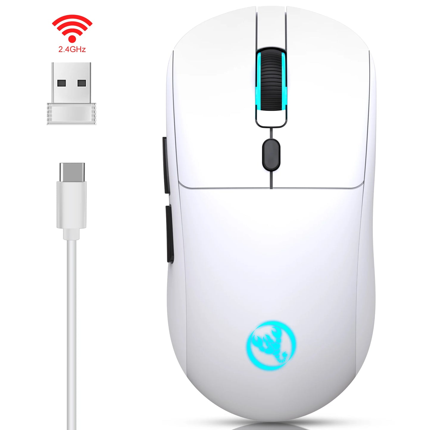 Rechargeable 2.4G Wireless Mouse – 3600 DPI, 7-Color RGB, Ergonomic Design