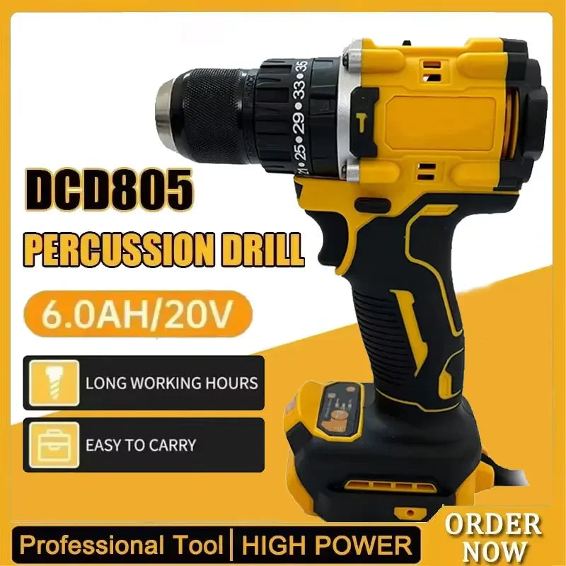 Fit DEWALT DCD805 Brushless Impact Drill Cordless Electric Screwdriver Multi-Function Hand Drill 20V Power Tools
