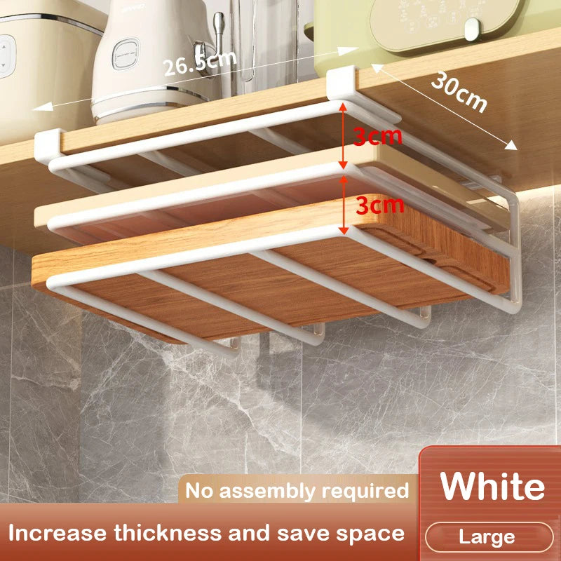 Kitchen Under Cabinet Basket Storage Shelf Cutting Board Rack Kitchen Closet Rack Under Desk Cabinet Office Bathroom Organizers