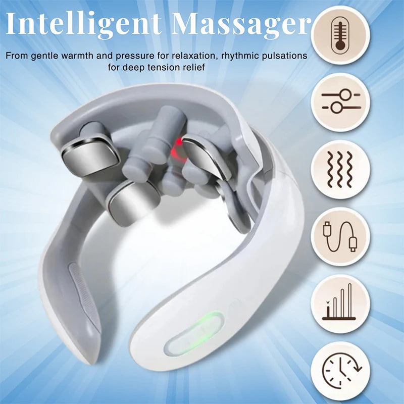 Neck Massage Intelligent Charging Heating Pressing Magnetic Pulse Fashion Portable Pulse Neck Massager Relieve Pain Muscle Care