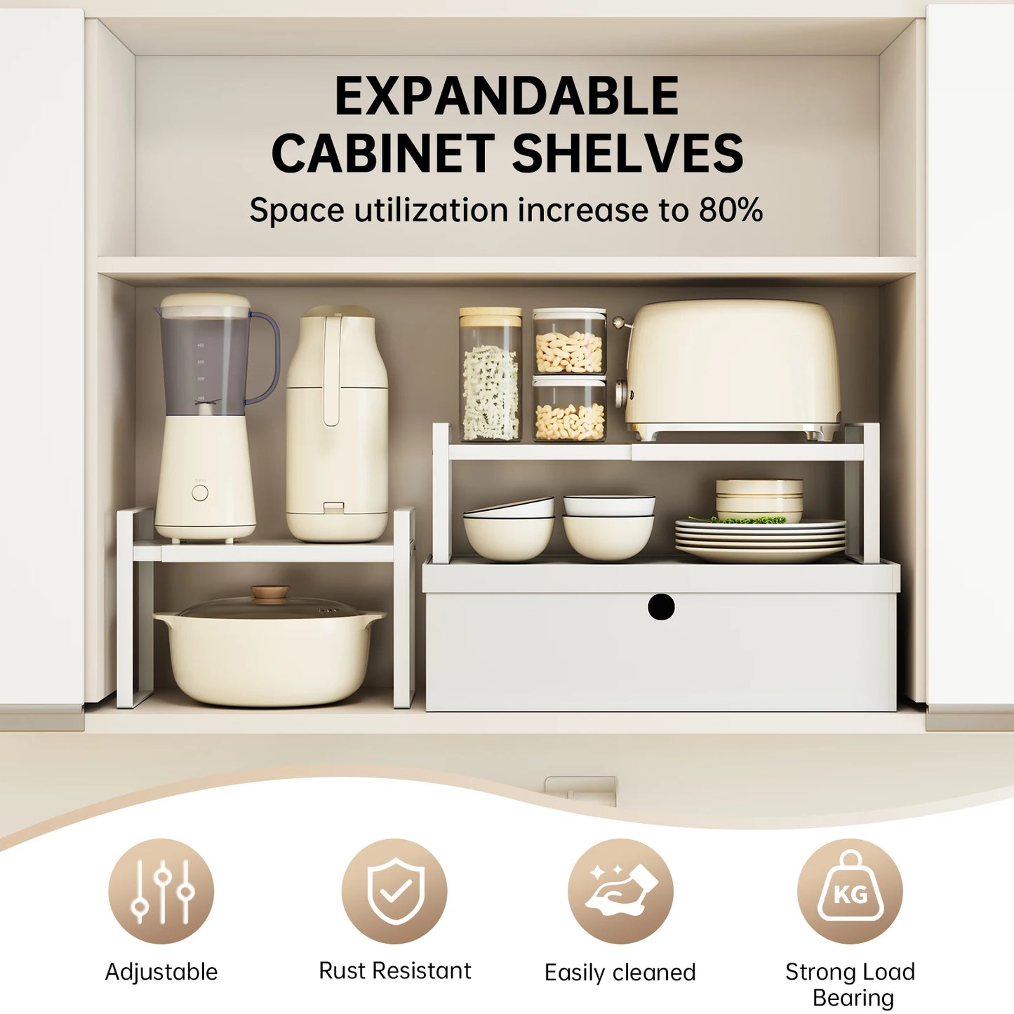 Kitchen Storage Rack under the Sink Cabinet Layered Rack Countertop Desktop Retractable Cabinet Dish Storage Rack Home