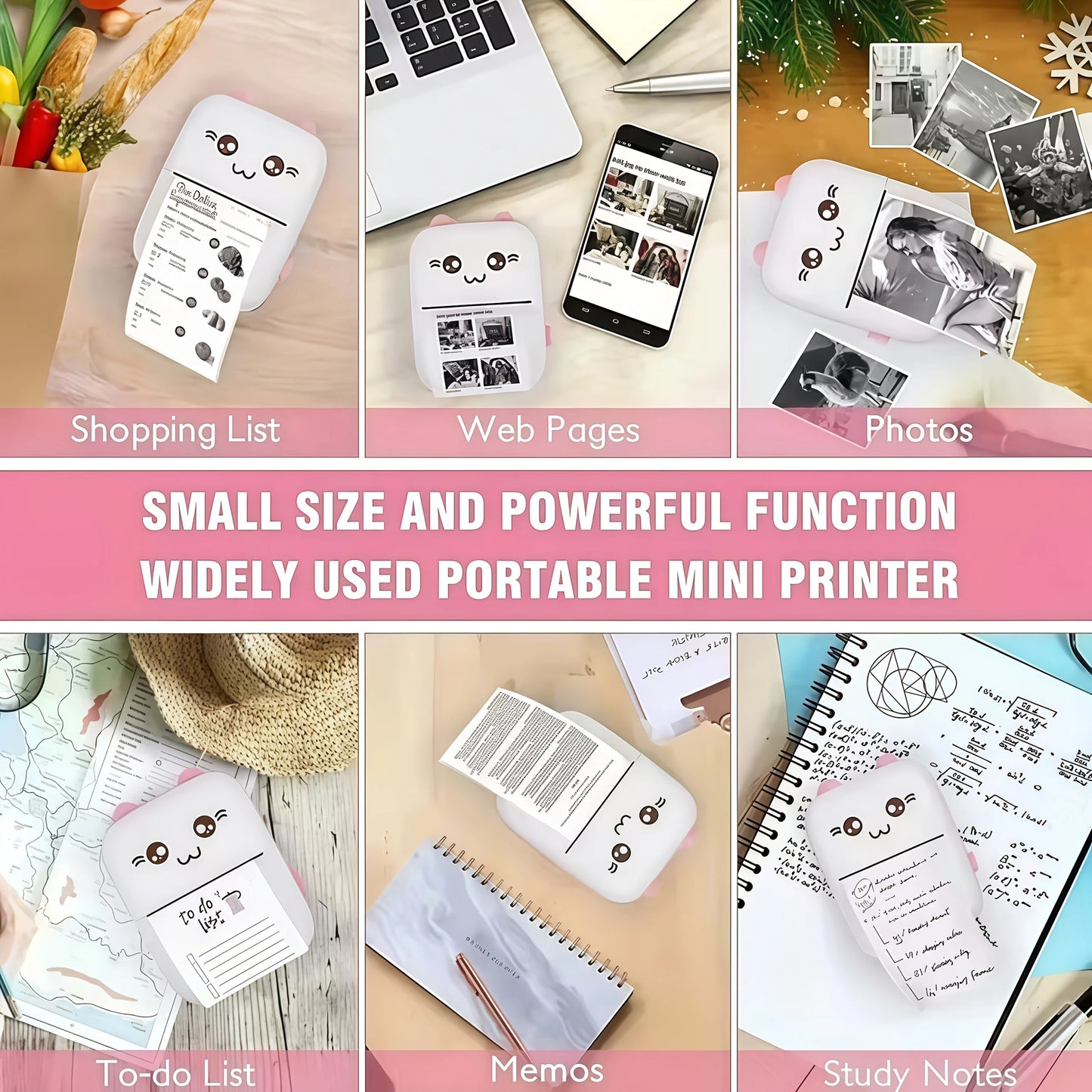 [Portable Mini Printer Set] Multifunctional Portable Mini Printer Set, Optional with Thermal Paper, Self-Adhesive Stickers
