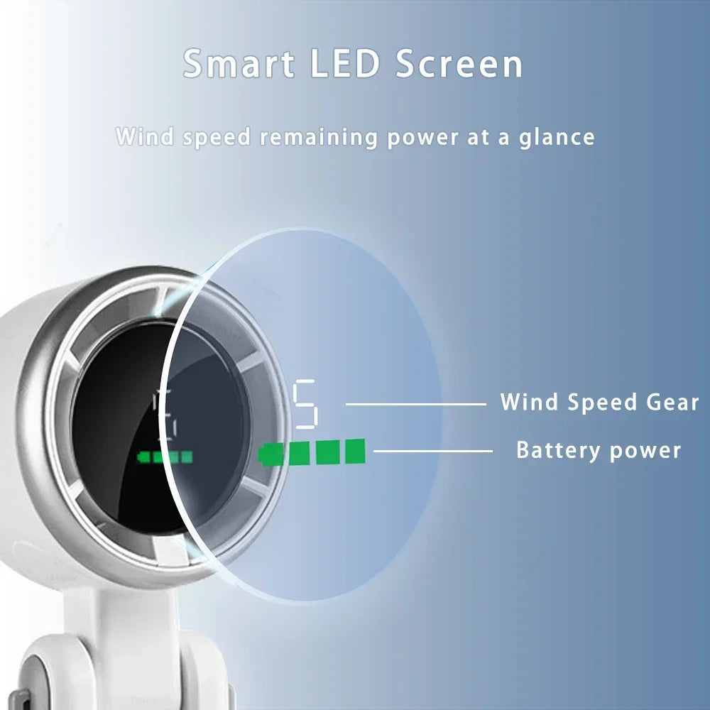 Portable Mini Handheld Fan - 5-Speed Turbo USB Rechargeable, Foldable Bladeless Pocket Fan with Large Battery for Outdoor/Travel