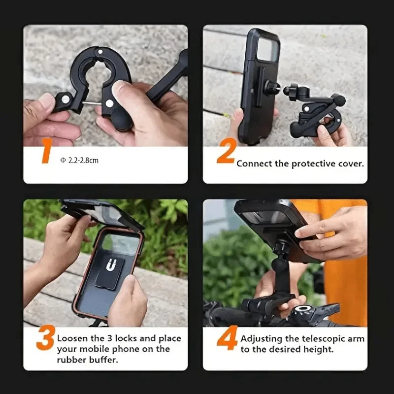 Waterproof Magnetic Mobile Phone Holder for Motorcycle & Bike 360° Swivel Adjustable