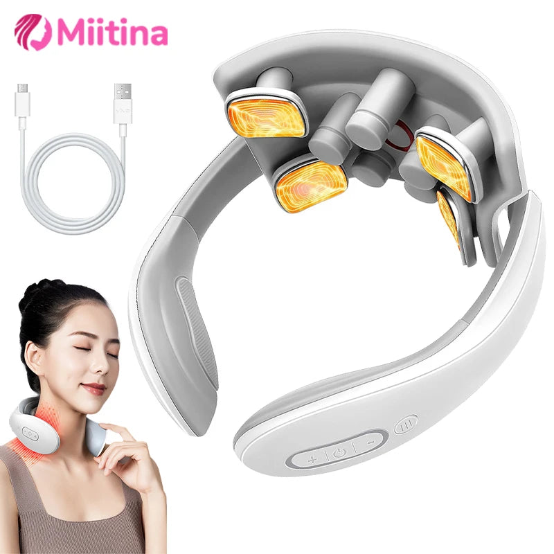 Neck Massage Intelligent Charging Heating Pressing Magnetic Pulse Fashion Portable Pulse Neck Massager Relieve Pain Muscle Care
