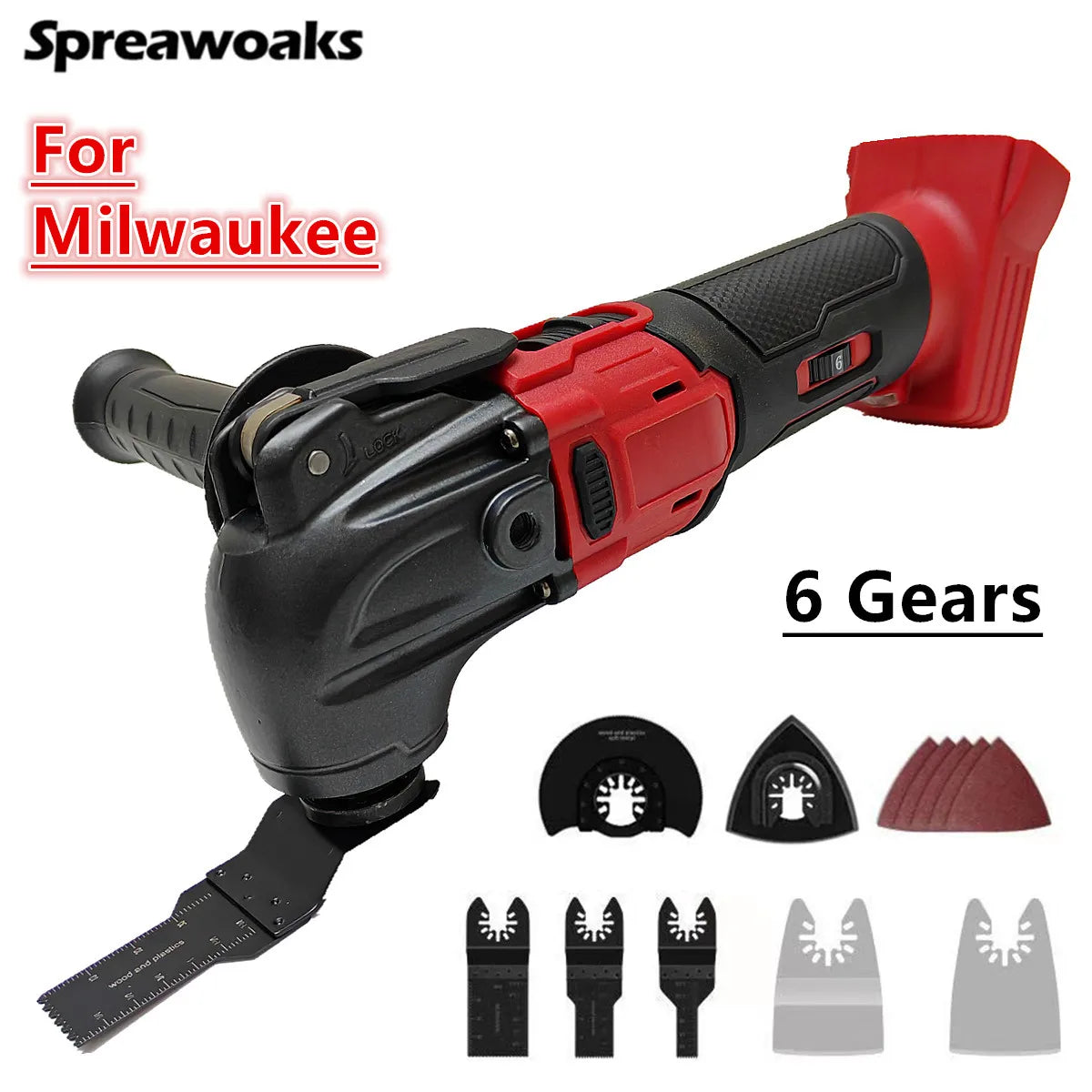 For Milwaukee 18V Battery Brushless Oscillating Multi Function Tool 6 Gears Cordless Vibration Trimmer Cutting Saw Power Tools