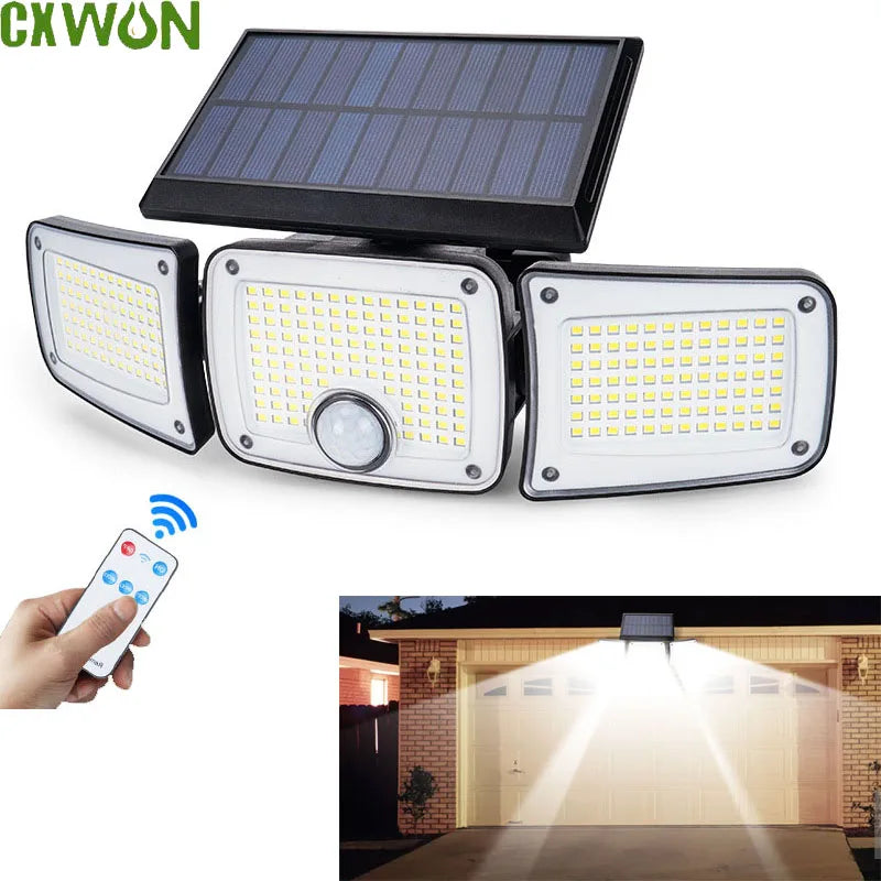 Solar Outdoor Wall Lights With Motion Sensor Waterproof Security 3 Modes Flood Wall Lighting