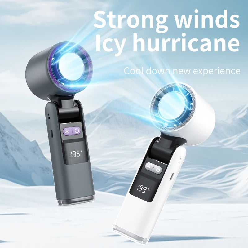 4000mAh Portable Mini Turbo Fan, 199 Wind Speeds, Rechargeable, Semiconductor Refrigeration, Suitable for Personal & Travel