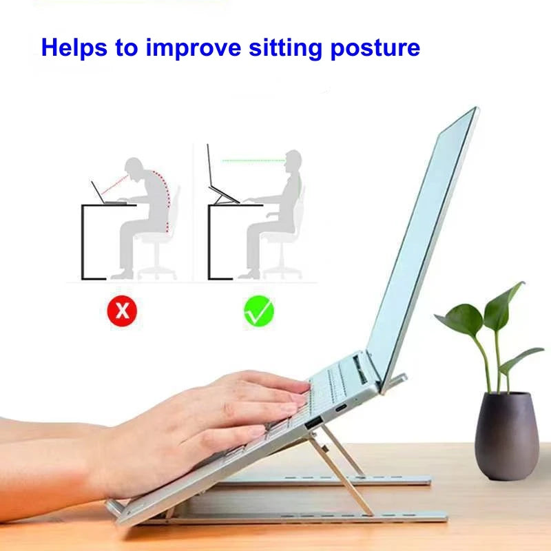 Adjustable Aluminum Laptop Stand Foldable Portable Holder for MacBook, Notebook & Tablet