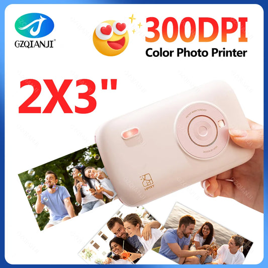 Portable Color Photo Printer Mini Pocket 300dpi Bluetooth for DIY Share Photo Picture Work Home CP2100 Machine 2x3 inch Papers