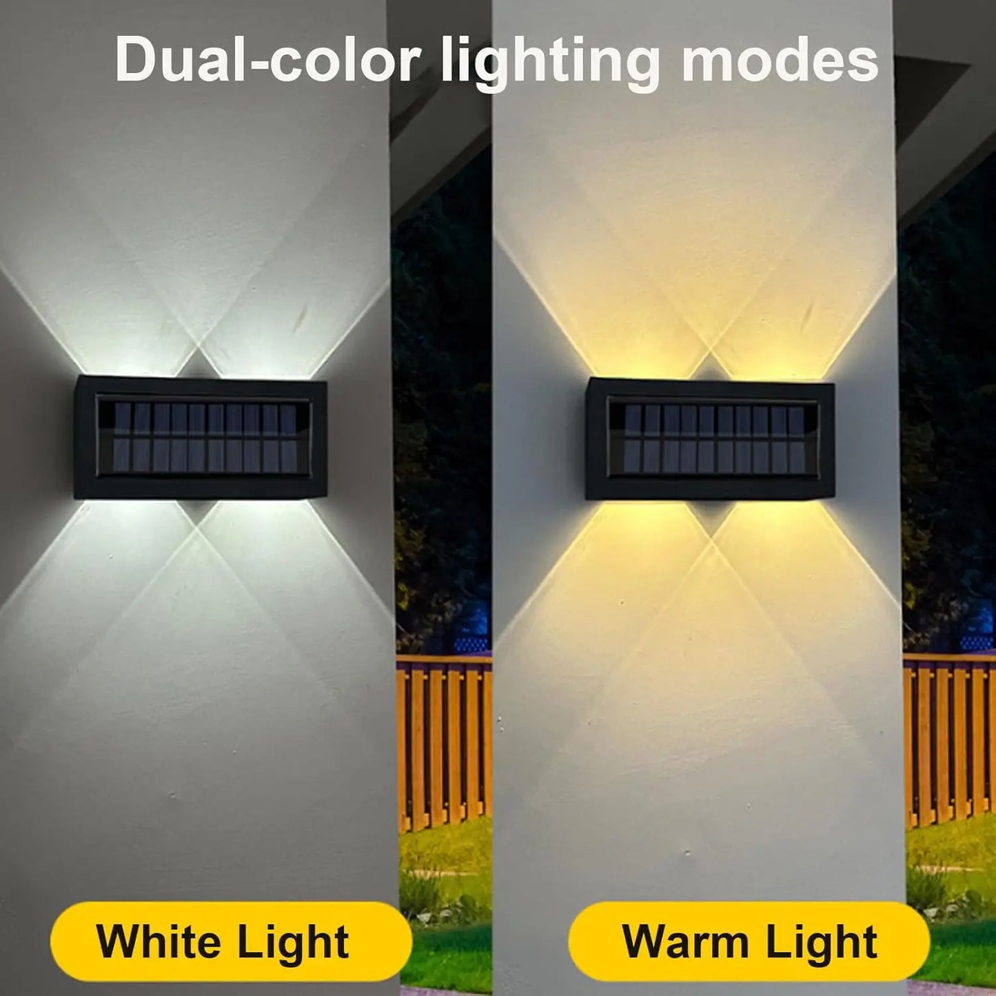 Solar Wall Lights Outdoor Waterproof Up & Down Wall Sconce Lights Solar Security Lamp for House Porch Pergola Garden Patio Fence