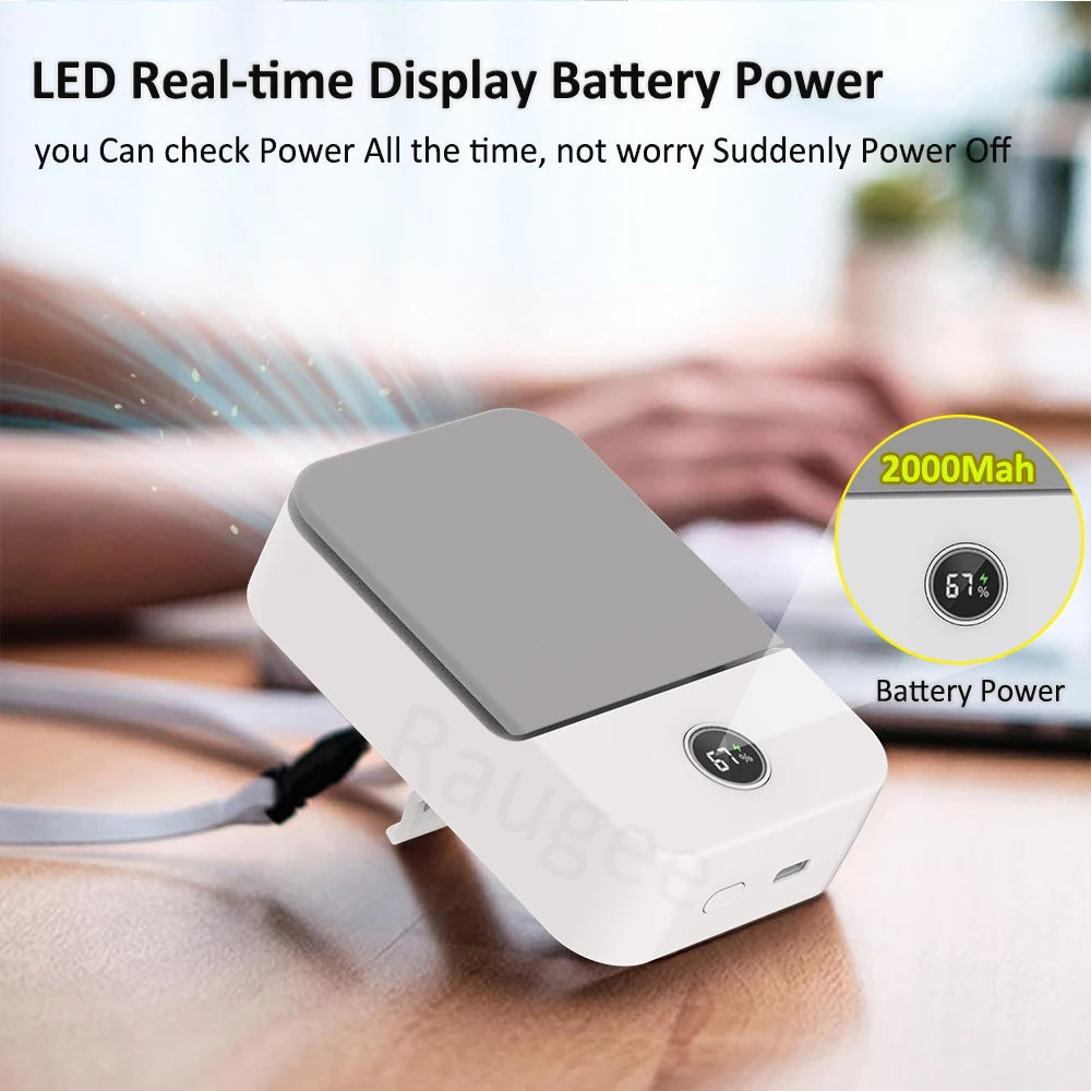 Mini Portable Fan Rechargeable Hanging Neck Fan Quiet Small Handheld Turbo Bladeless USB Fan 3 Speed for Outdoor Travel Camping