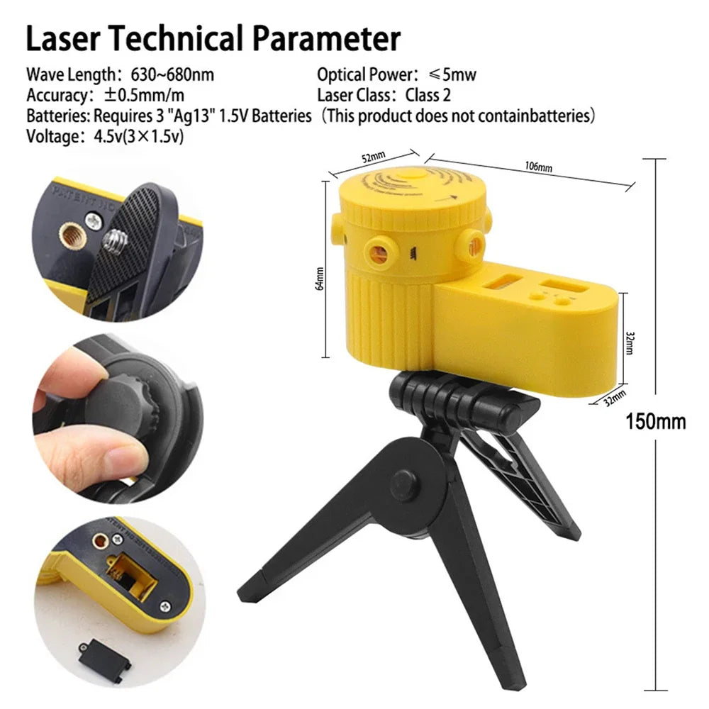 4-in-1 Laser Level Ruler – Horizontal & Vertical Measuring Tool with Tripod