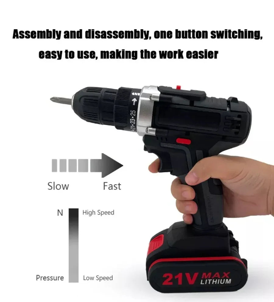 21V Electric Impact Cordless curtain High-power Lithium Battery Wireless Rechargeable Hand driver Home DIY Electric Power Tool