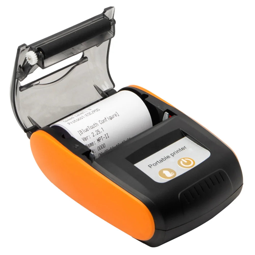 Portable Receipt Printer 58mm Mini Thermal Printing Wireless BT USB Mobile Printer w/ 2 Inch Thermal Paper Roll for Retail Store