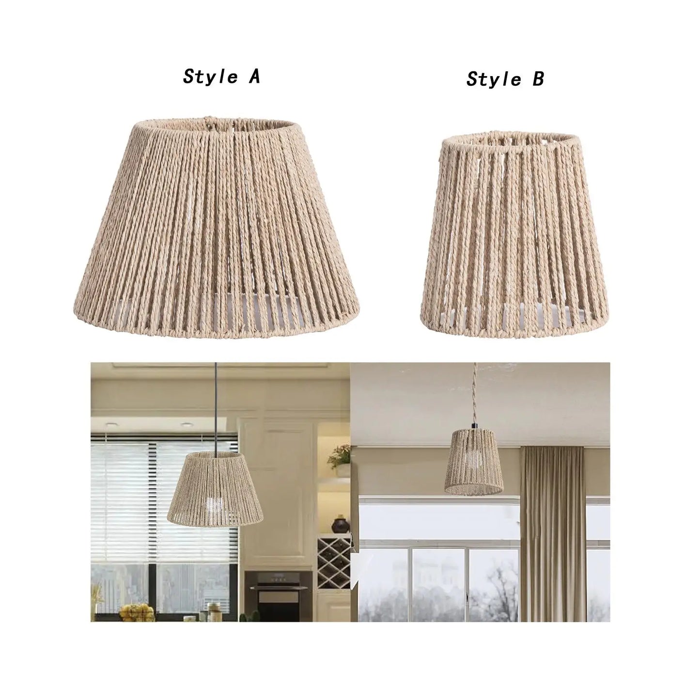 Hanging Lamp Shade Chandelier Cover Lighting Fixtures Woven Lampshade for Hallway Kitchen Island Farmhouse Home Dining Room