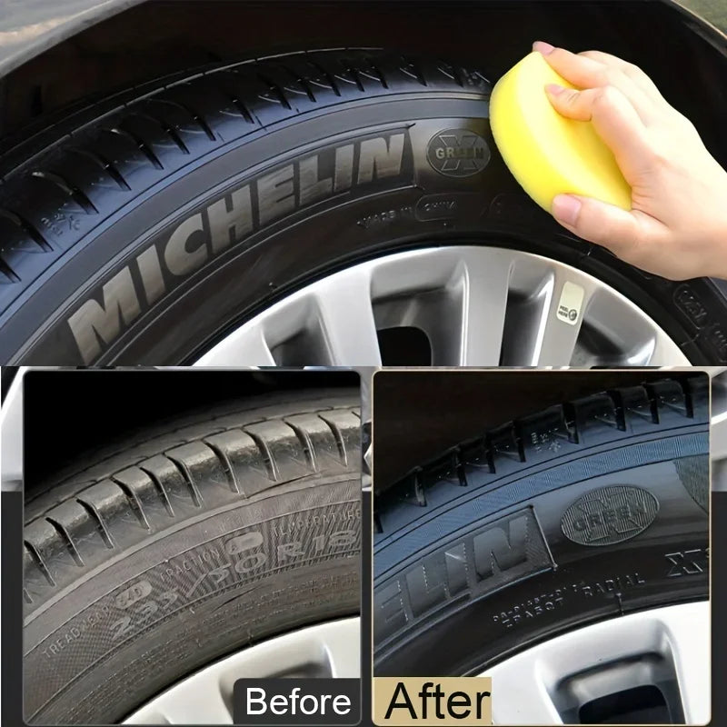 Black Shiny Tire wax - durable, long-lasting protection and repair for all kinds of tires - prevents cracks and whitens