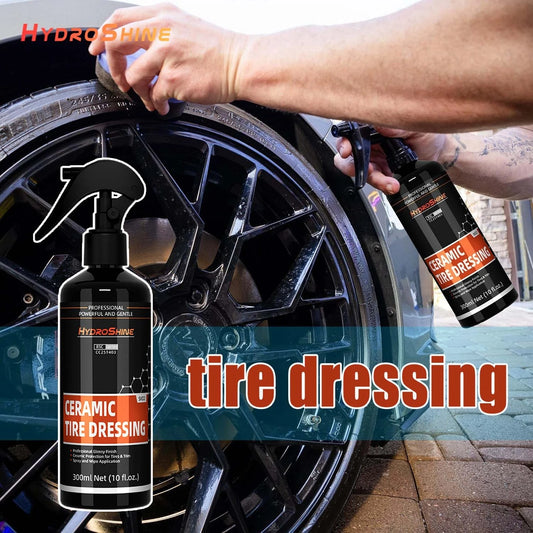 Hydroshine Car Ceramic Tire Dressing Black Wet Look Tire Shine for Deep Glossy Finish for Protection Long-Lasting Shine Spray