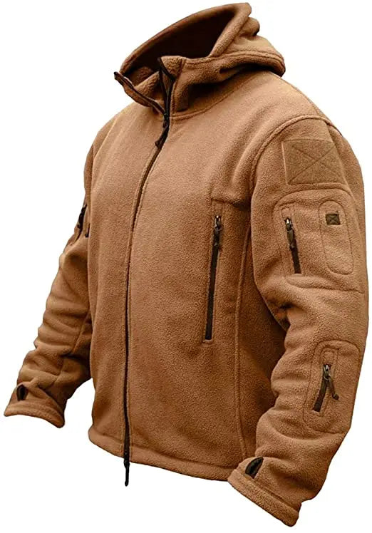 Men's Outdoor Hiking Hooded Coats Warm Military Tactical Sport Fleece Hoodie Jacket Multi-Pockets