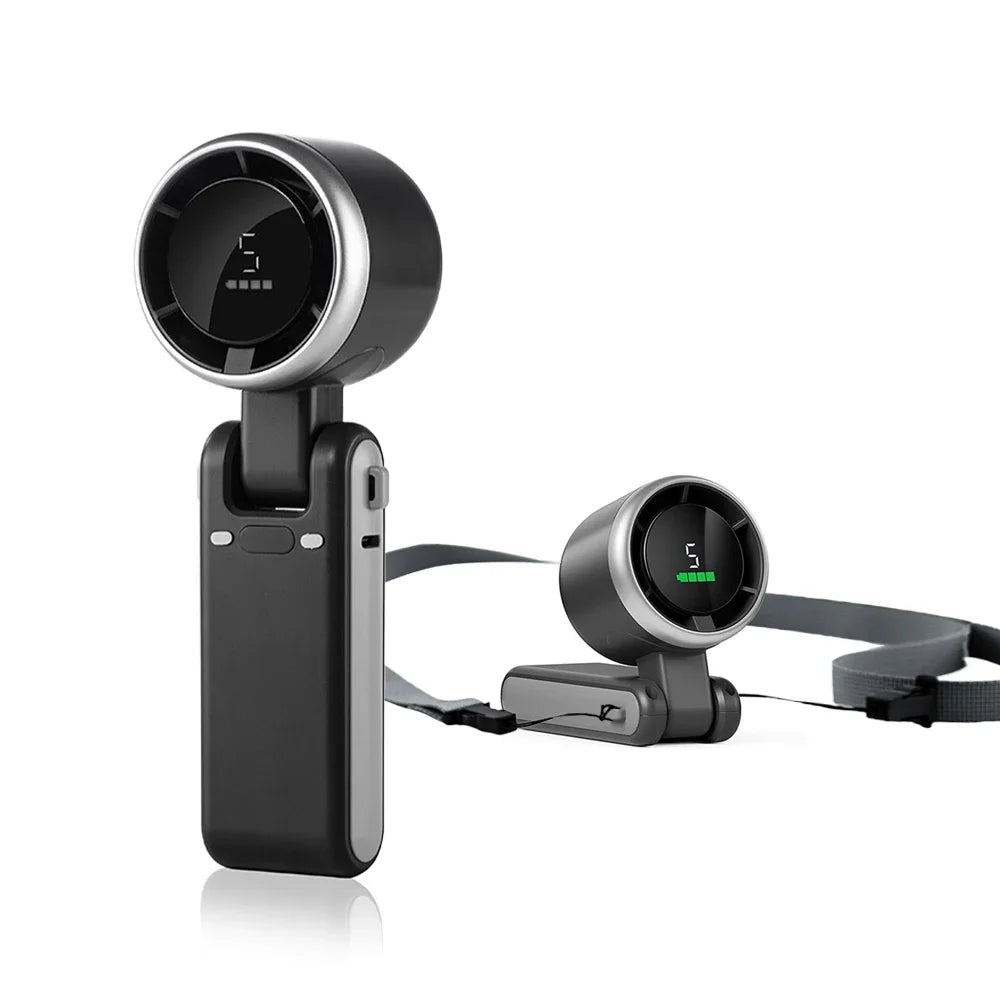 Portable Mini Handheld Fan - 5-Speed Turbo USB Rechargeable, Foldable Bladeless Pocket Fan with Large Battery for Outdoor/Travel