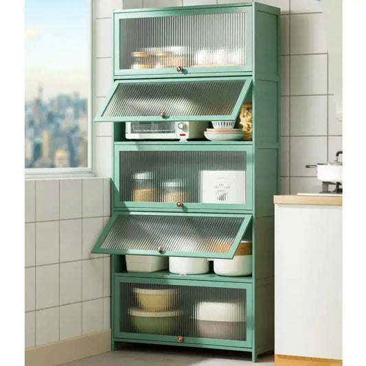 Factory Price Freestanding Kitchen Bamboo Cabinet With Flipping-up Dustproof Door Kitchen Storage Cabinet