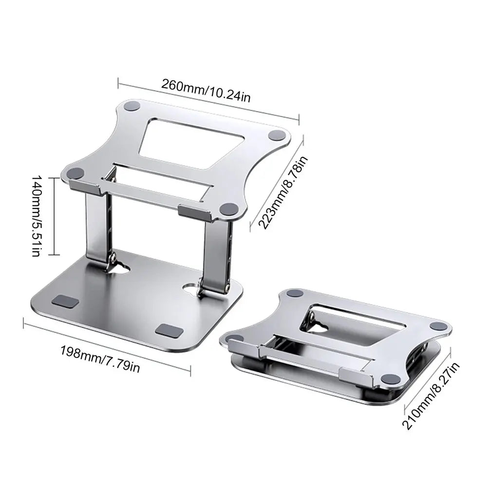 Adjustable Aluminum Laptop Stand Portable Notebook Holder Cooling Pad for MacBook & Tablets
