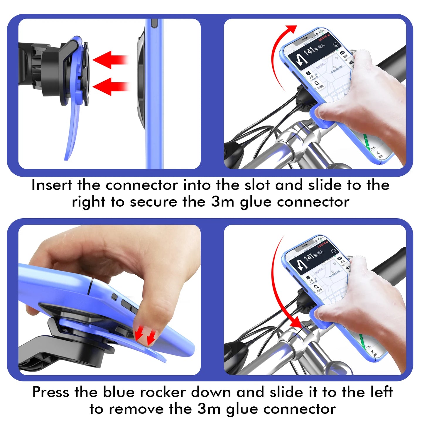 Motorcycle Phone Mount  Bicycle Cell Phone Holder Anti-Shake Bike Cell Phone Holder with Vibration Dampener  Bicycle Accessories