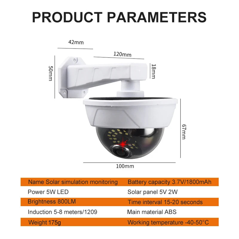 Solar Dummy Security Camera – Waterproof Outdoor Fake CCTV with LED Light