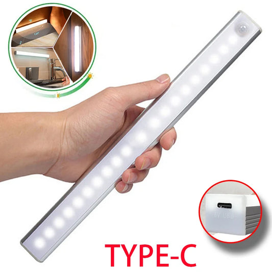 Wireless Motion Sensor LED Night Light USB-C Rechargeable for Cabinet, Wardrobe & Stairs