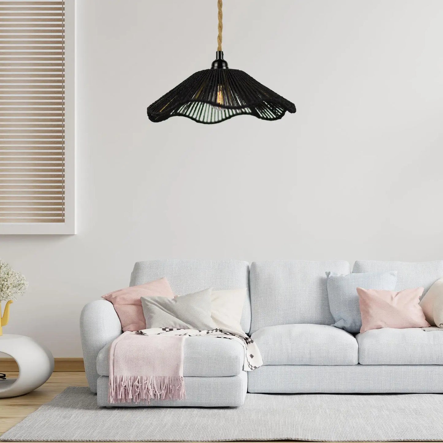 Handwoven Rope Lampshade Chandelier Cover Shades Decorative Rustic Ceiling Lamp,for Home Living Room Kitchen DIY Lamp Shade Part