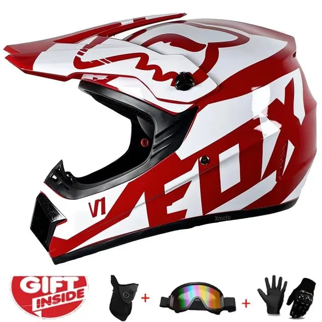 Motorcycle Full Face Helmet and Goggles Set - Off-Road Racing Gear for Mountain Biking and Road Cycling - Premium Safety and Per