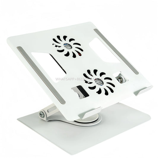 Metal Adjustable Laptop Stand 360° Rotating Foldable Holder with Cooling Fans USB