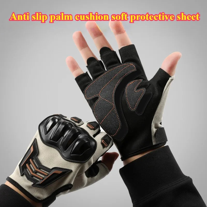 Motorcycle Gloves Half Finger Breathable Wear-resistant Anti Slip Anti Fall  Racing Outdoor Cycling Electric Bike Gloves