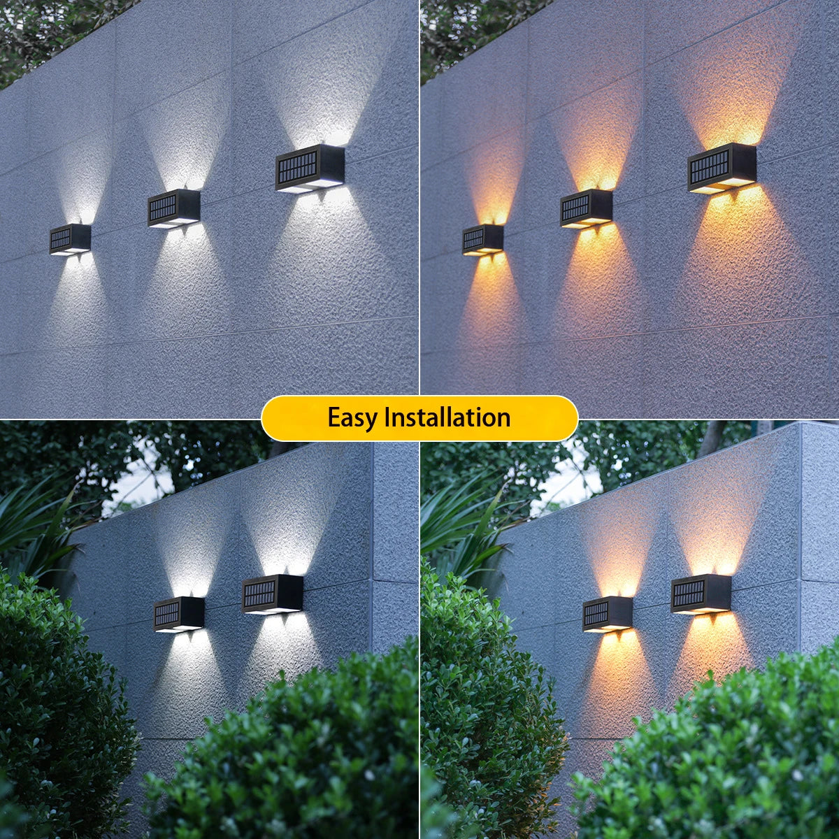 Solar Wall Lights Outdoor Waterproof Up & Down Wall Sconce Lights Solar Security Lamp for House Porch Pergola Garden Patio Fence