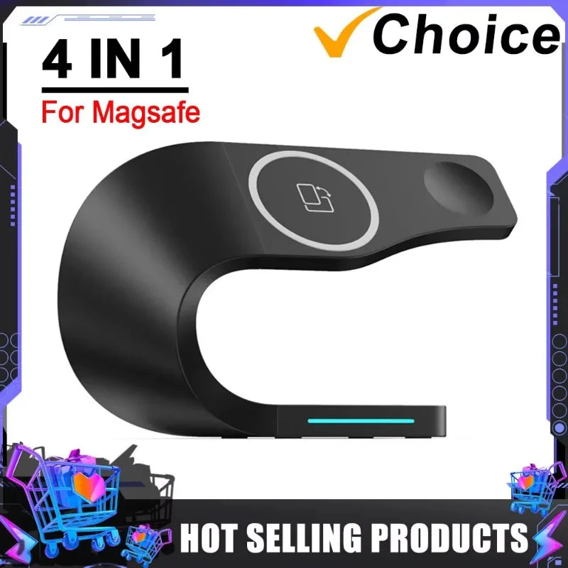 4-in-1 Magnetic Wireless Charger Station Fast Charging Dock for iPhone, iWatch & AirPods